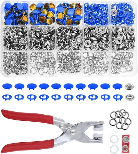 Miniatura 17 de Kit de botón de presión de metal Mandala Crafts - Botones a presión y herramienta de cierre a presión - Cierres coloridos de 9.5mm para coser, ropa