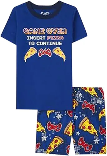 Miniatura 25 de The Children's Place Conjunto de pijama de 2 piezas con camiseta de manga y pantalones cortos para niños, 100 % algodón
