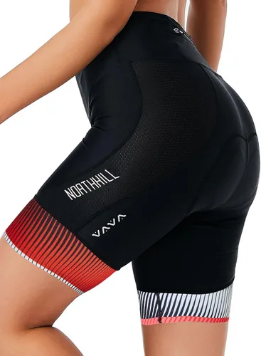 NORTHHILL Pantalones cortos de ciclismo acolchados para mujer, pantalones cortos de ciclismo de cintura alta con forro 4D acolchado de gel Spin