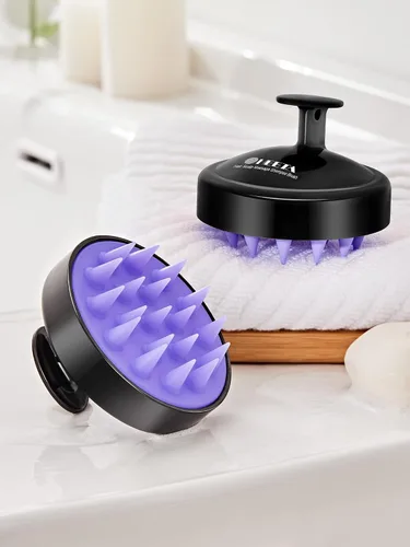 Miniatura 7 de HEETA - Juego de 2 masajeadores para el cuero cabelludo para el crecimiento del cabello, cepillo de champú de silicona suave para exfoliación