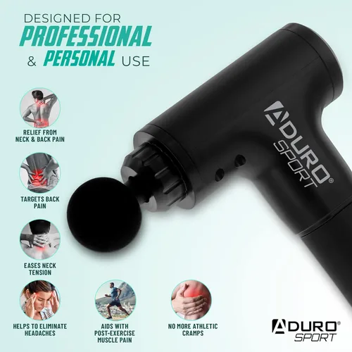 Miniatura 6 de Pistola de masaje de percusión Aduro Pistola de masaje muscular de tejido profundo, Elite Recovery™ Pistola masajeadora eléctrica de mano perfecta