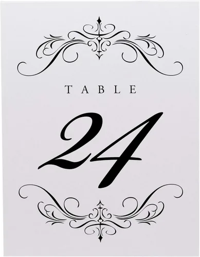 Miniatura 4 de Classic Flourish - Números de mesa de boda, negro, 1-10, doble cara, tienda de campaña o uso en un soporte, ideal para fiestas y restaurantes