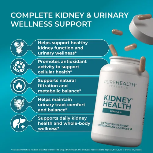Miniatura 3 de PUREHEALTH RESEARCH Fórmula de salud renal - Suplemento de desintoxicación y reparación de limpieza renal - con berberina HCL, chanca piedra