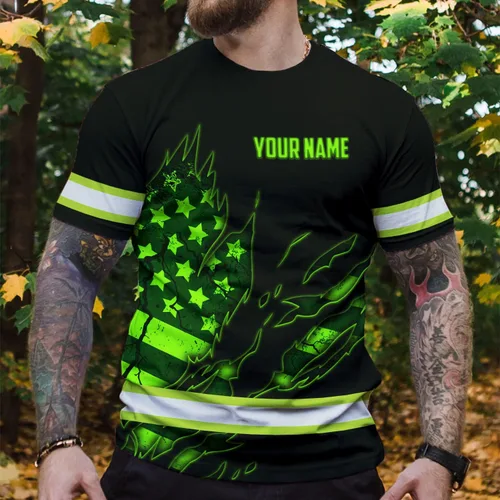Miniatura 6 de Maddly Colección de ropa de trabajo de alta visibilidad con bandera de EE. UU. personalizada con nombre para trabajadores, corredores, camioneros