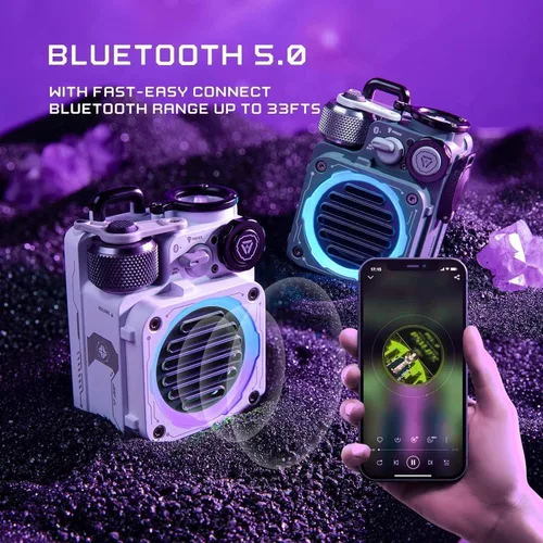 Miniatura 4 de Muzen Cyber Cube - Altavoz Bluetooth, Bluetooth 5.0, altavoz portátil con Fidget Spinner, sonido nítido con luz LED RGB, altavoz inalámbrico