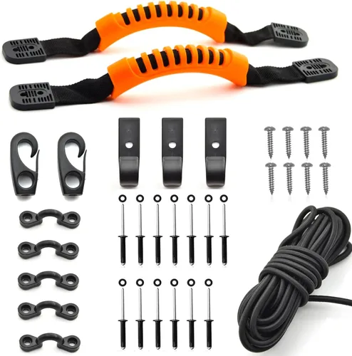 Miniatura 10 de Kit de aparejo de mango de transporte de kayak, asas de transporte de canoa de kayak, piezas de repuesto de cuerda elástica de 15 pies y 0.236 in