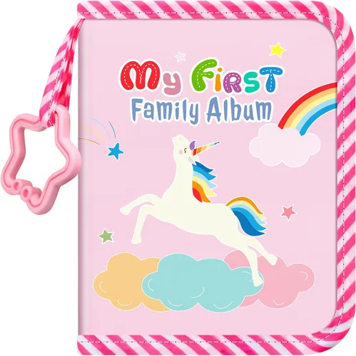 Miniatura 10 de Fintie Álbum de fotos de bebé 4x6 pulgadas, 18 fotos Mi primer álbum de familia con cubierta de tela suave y gancho para recuerdos de recién