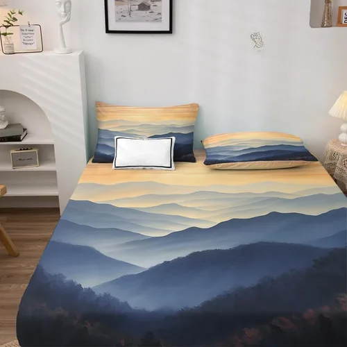 Miniatura 3 de Misty Mountain Sábanas tamaño California King, sábanas de cama de bosque, microfibra suave y bolsillo profundo, sábanas y fundas de almohada Montaña