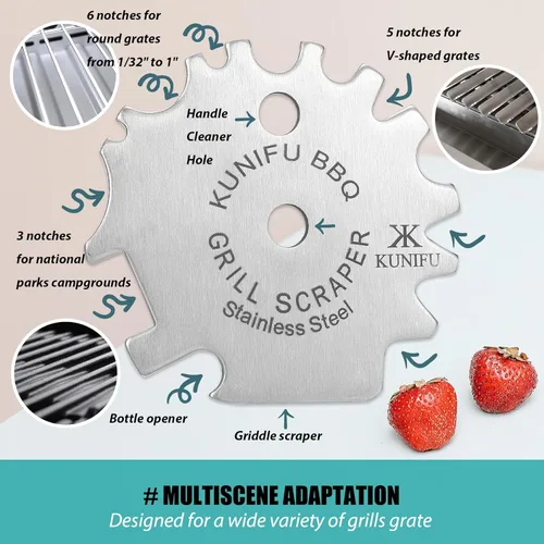 Miniatura 6 de KUNIFU Raspador de parrilla para barbacoa, rellenos de calcetines, sin cerdas para plancha, limpiador de utensilios de cocina, accesorios