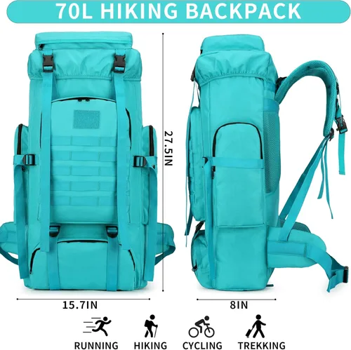 Miniatura 2 de Mochila de senderismo W WINTMING para hombres 70L/100L, mochila de campamento, mochila militar Molle, paquete de asalto de 3 días para escalada