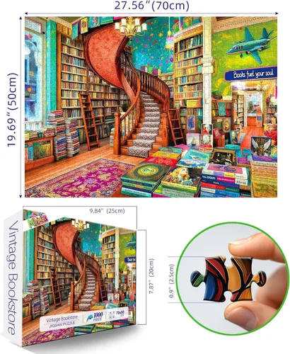 Miniatura 2 de Rompecabezas de 1000 piezas para adultos, tema de “Laberinto vintage de libros”, póster e impresión de alta definición, 27.5 x 19.7 pulgadas, sin