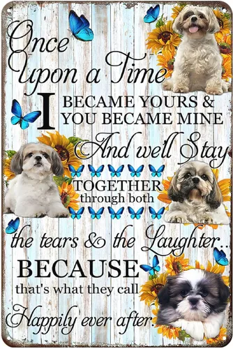 Aenaon Shih Tzu - Letrero de metal con texto en inglés «Once Upon A Time» «Once Upon A Time», decoración rústica vintage, para cueva, cafetería,