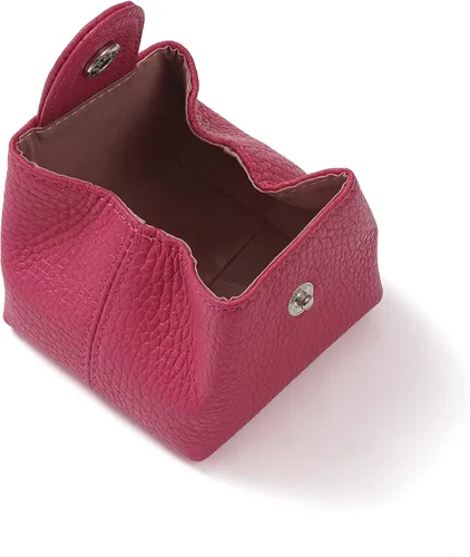 Miniatura 75 de Cockatoo Monedero de cuero genuino para cambio, mini billetera con bolsillo a presión para hombres y mujeres, Rojo (Aurora Red), Casual