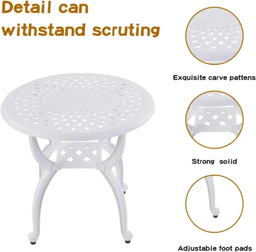 Miniatura 3 de YKSY&YKSY Jardin DE CENTENNAIL - Juego de muebles de patio de 3 piezas para exteriores, de aluminio fundido, resistentes al óxido, diseño de Blanco