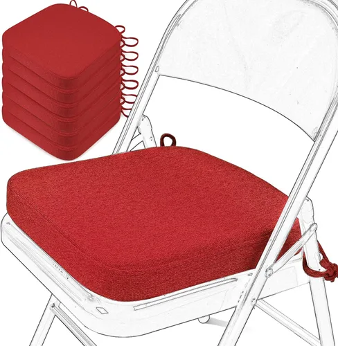 Miniatura 8 de SINOSSO Cojín de espuma viscoelástica para silla plegable, 1 unidad, almohadilla cuadrada gruesa de 2 pulgadas para silla de cocina con lazos, cojín