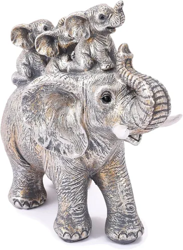 Miniatura 9 de Juego de 3 estatuas de elefante para decoración del hogar, bonitas figuras para estante, sala de estar, dormitorio, oficina, escritorio, estantería