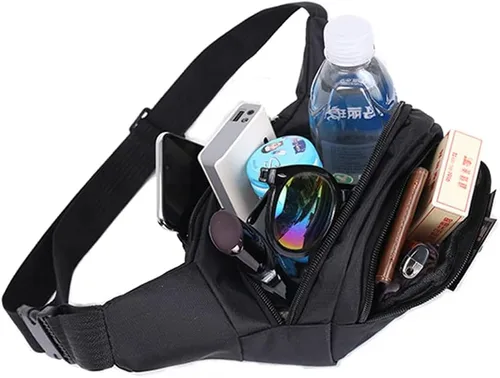 Miniatura 6 de Yerchic Riñonera de viaje, Negro, S