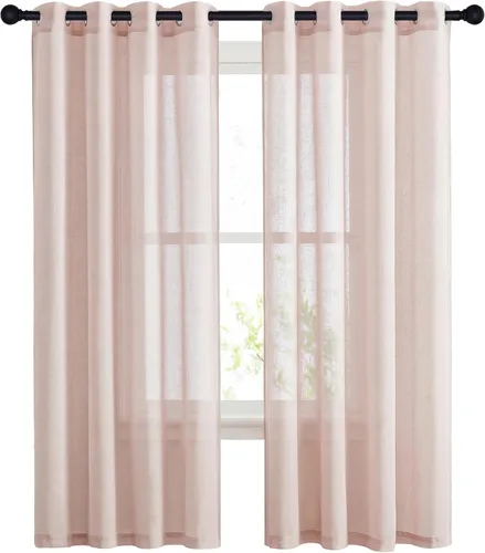 Miniatura 137 de NICETOWN Cortinas de lino traslúcidas con textura de lino de 84 pulgadas de largo, con ojales semitraslúcidos, tratamientos de ventana, privacidad