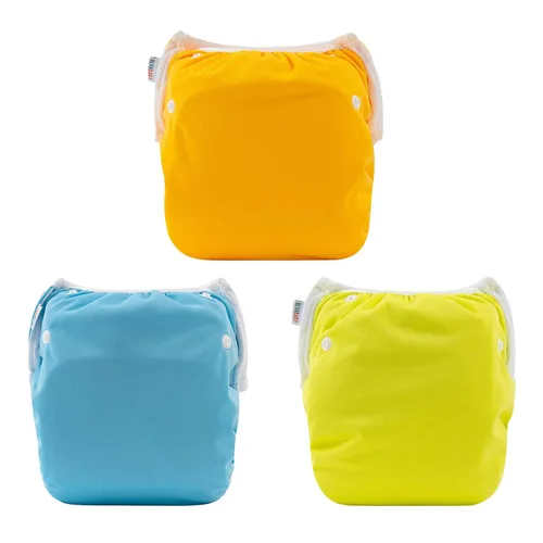 Miniatura 67 de Alva, Pañales de bebé para nadar, paquete de 2 unidades, talle único, reutilizable, lavable y ajustable de 0 a 36 meses. Tamaño de 10 a 40 lbs