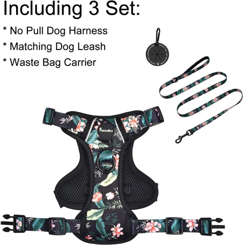 Miniatura 3 de Petmolico Arnés para perros pequeños, bonito arnés con dos clips para correa y mango suave, chaleco reflectante para cachorros fácil de caminar