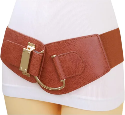 Miniatura 68 de TFJ - Cinturón ancho de moda para mujer, cintura alta, hebilla de gancho de metal dorado, talla XS, S, M, L, XL