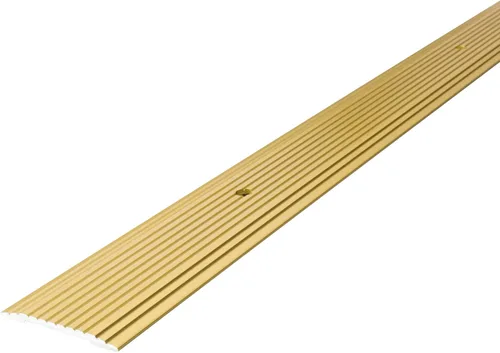 M-D Building Products 79012 - Carpeta de costuras de aluminio de latón satinado de 1-1/4 pulgadas x 36 pulgadas con clavos de rosca
