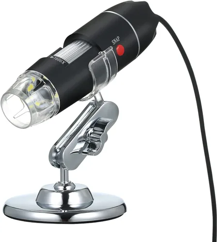 Miniatura 9 de Andoer Microscopio digital USB 1600X cámara de aumento 8 LED con soporte portátil de inspección de mano lupa