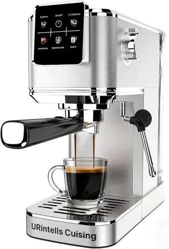URintells Cuising Máquina de Espresso de 20 Bar, Cafetera de Espresso con Pantalla Táctil con Espumador de Leche al Vapor, Máquina de Café de Acero