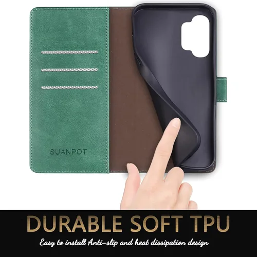 Miniatura 5 de SUANPOT Funda de piel tipo cartera para Samsung Galaxy A32 5G con bloqueo RFID, soporte para tarjetas de crédito, funda de teléfono con tapa