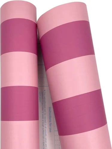 Miniatura 7 de Revestimiento de estantes de rayas rosadas, cubierta de papel para muebles, cajas de almacenamiento para aula escolar, 17.8 pulgadas por 9.8 pies