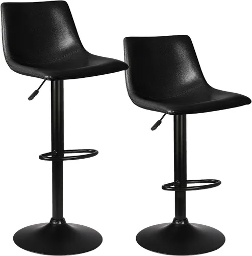 Miniatura 10 de LEMBERI Juego de 2 taburetes de bar, modernos taburetes de bar giratorios ajustables, altura de mostrador con respaldo, sillas de bar tapizadas
