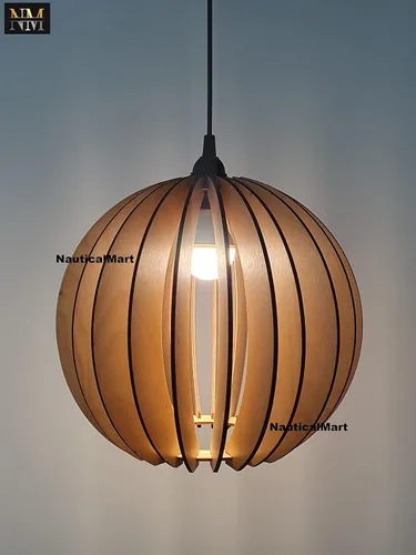 Miniatura 2 de Lámpara colgante de madera Iluminación colgante Lámpara de madera moderna Lámpara colgante Lámpara moderna de mediados de siglo Pantalla