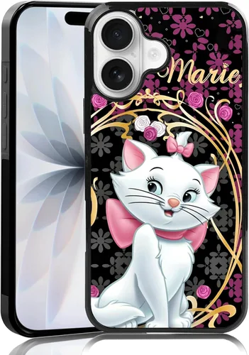 Miniatura 104 de Elegante funda de teléfono con diseño de gato Marie compatible con iPhone 11, funda de encaje dorado para iPhone, a prueba de golpes, rosa fucsia