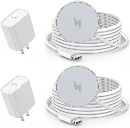 [Certificado MFi de Apple] Cargador inalámbrico magnético para iPhone 17 16 15, 2 unidades de 6 pies y 15 W, cargador rápido Apple Mag-Safe USB C,