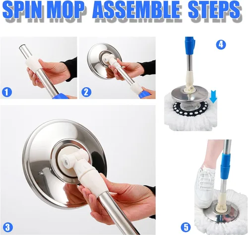Miniatura 5 de Sistema de trapeador giratorio y cubeta Trapeador giratorio de 360 grados y cubo con juego de escurridor Trapeadores para limpieza de suelos 3