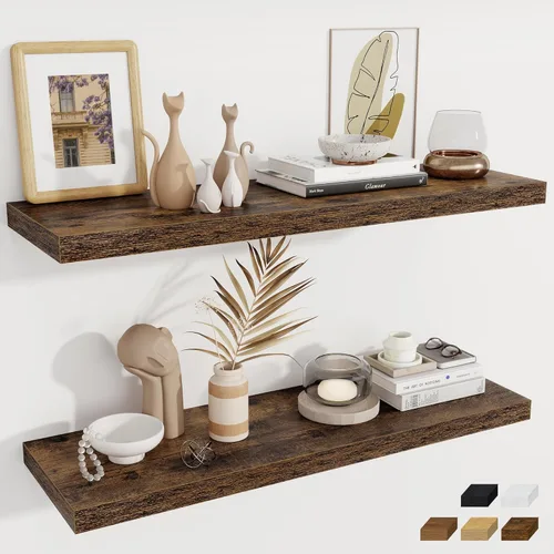 Miniatura 63 de Fun Memories Estantes flotantes de 12 pulgadas de profundidad, estantes de pared de madera de 16 x 12 pulgadas, estante de almacenamiento rústico
