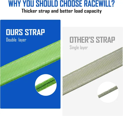 Miniatura 2 de Correa de Brida en V de 2" x 4' con Ganchos a Presión/Funda Cordura y Correa de Eje, Anillo en D en el Medio, Correas de Remolque de Servicio Pesado