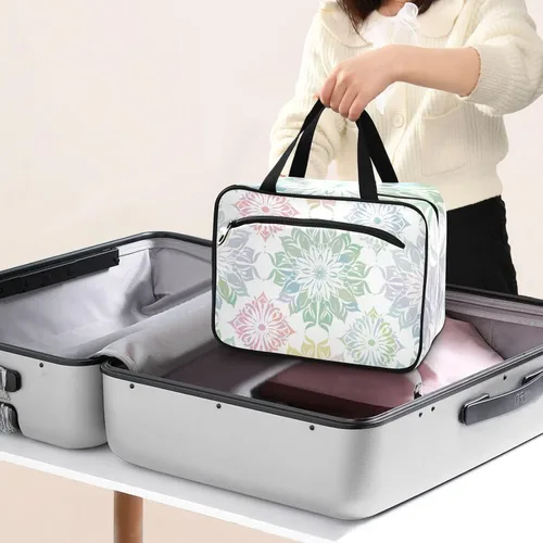 Miniatura 8 de Elegante diseño de mandala de color pastel, bolsas colgantes para viajes con gancho, bolsa de accesorios de diseñador con compartimentos