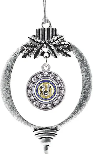 Miniatura 44 de Inspired Silver - Twin One - Adorno festivo de Navidad de plata - Adorno festivo de árbol de Navidad con dije de círculo y circonita cúbica