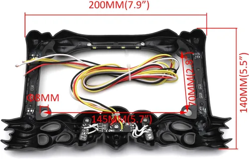 Miniatura 3 de MT294-006- 3D SKULL FLAME BONES NEGRO MOTOCICLETA PLACA MARCO Compatible con HARLEY-DAVIDSON Negro