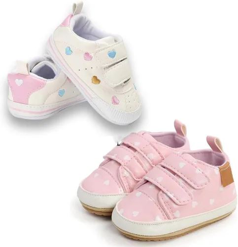 Miniatura 5 de eitwo 2 pares de zapatos de bebé, para niños y niñas, suela de goma antideslizante, unisex, suaves y ligeros, zapatos de cuna para primeros pasos