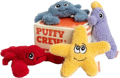 Paquete de 4 juguetes interactivos de peluche para gatos con hierba gatera, juego temático de océano, 5 pulgadas, para gatos de todos los tamaños de