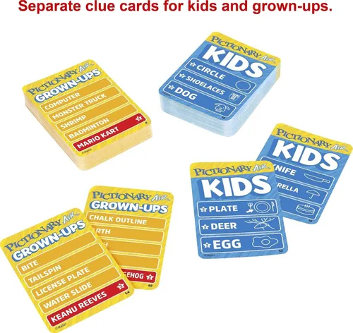 Miniatura 3 de Mattel Games Pictionary Air Kids Vs. Grown-Ups Juego familiar para la noche de juegos con bolígrafo de luz y tarjetas de pistas, se conecta a