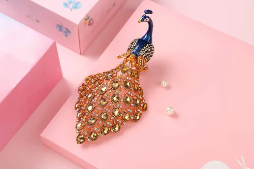Miniatura 4 de Caja de baratijas con adornos de cristal de pavo real azul con bisagras, joyero decorativo con bisagras, tienda de anillos, regalo de lujo