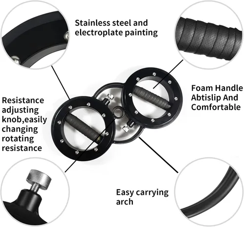 Miniatura 3 de FIITY Máquina Rotadora Ajustable de Resistencia de 18 Libras para Entrenamiento de Fuerza del Cuerpo Superior, Agarres Giratorios de 360 Grados