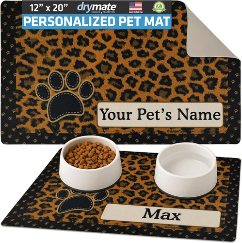 Miniatura 41 de Drymate Mantel individual personalizado para tazón de mascotas, tapete personalizado de alimentación de alimentos para perros y gatos, tela Lino