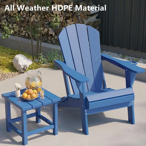 Miniatura 6 de GLANC Juego de 2 Sillas Plegables Adirondack, Sillas de Patio al Aire Libre para Fogata de HDPE para Todo Clima, Silla de Jardín para Piscina, Patio