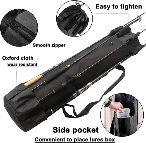 Miniatura 3 de Bolsa de caña de pescar multifunción - Funda impermeable para carrete de caña, bolsa de transporte de lona duradera, gran regalo de almacenamiento