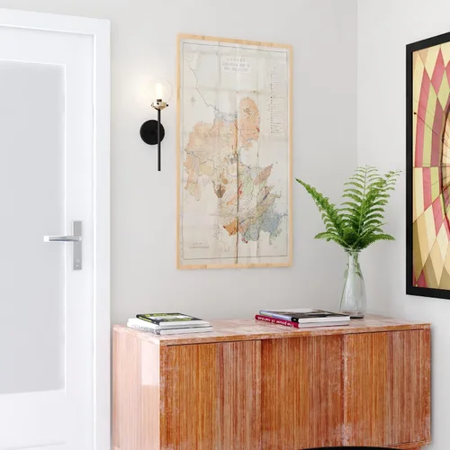Miniatura 7 de VAXCEL Orbit 1 - Aplique de pared industrial MCM de latón y bronce aceitado claro globo de cristal transparente
