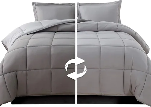 Miniatura 15 de Elegant Comfort Juego de edredón reversible de 3 piezas, acogedor para todas las estaciones, alternativo de plumón suave, acolchado, cosido en caja